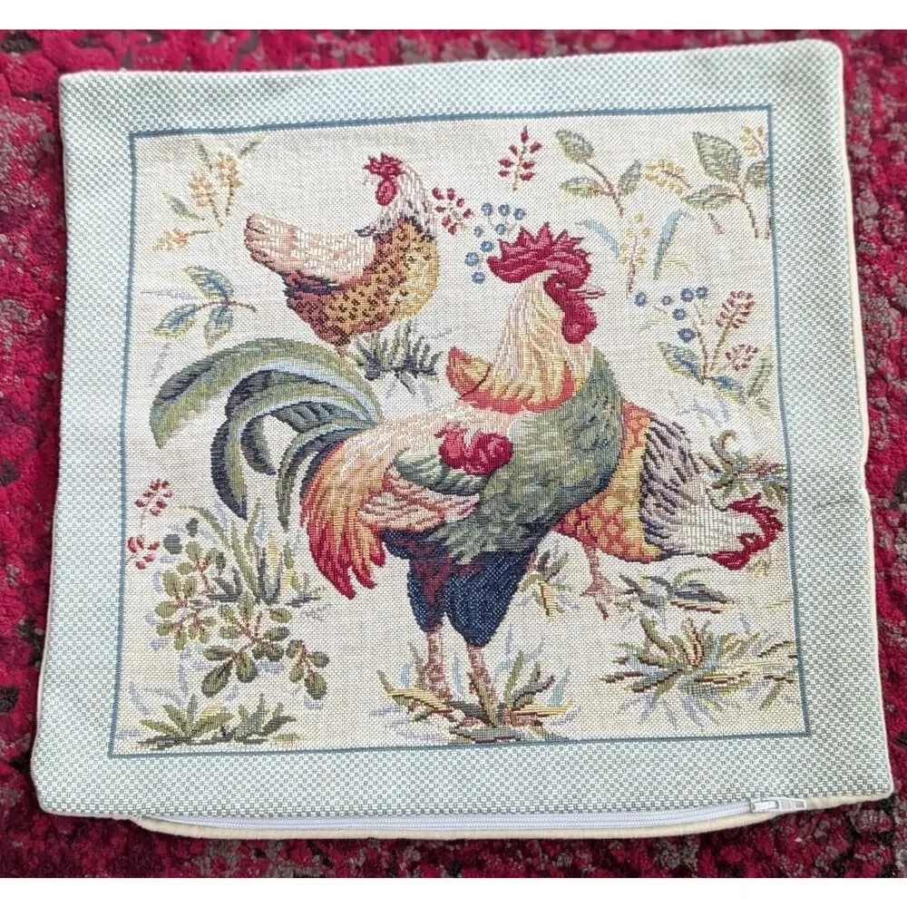 Jules Pansu Rooster Tapestry Pillow Cover Case Made In France Farmhouse Decor